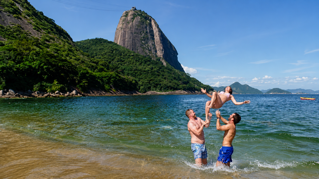 Students at Praia Vermelha in Rio de Janeiro